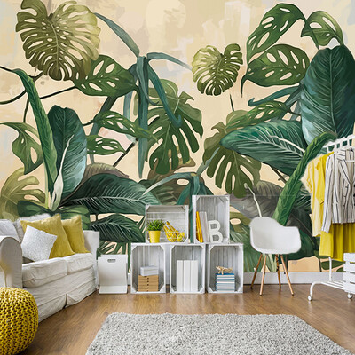 

Обои для рабочего стола Tropical Rain forest Palm Banana Leaf Large Murals Обои для стен Обои для гостиной Декорация 3D