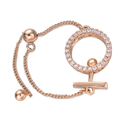 

Yoursfs Knuckle Ring Adjustable CZ Paved Rose Gold Plated Halo Ring For Women