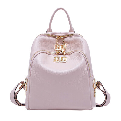 

Boyatu leather backpack fashion Korean college wind ladies bag travel backpack female Danshan powder