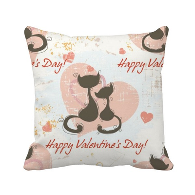 

Black Cats Happy Valentines Day Square Throw Pillow Insert Cushion Cover Home Sofa Decor Gift