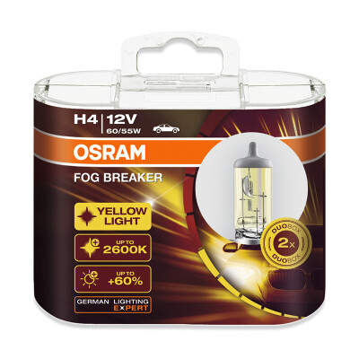 

Osram (OSRAM) туманный H4 желтая лампочка лампа накаливания лампа накаливания лампа накаливания лампа [светящаяся 60%, цветовая температура 2600K] 12V55W