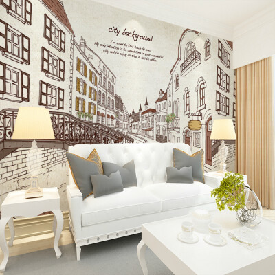 

Photo wallpaper Hand painted fashion city TV background wallpaper mural personalized custom bedroom living room mural wallpaper