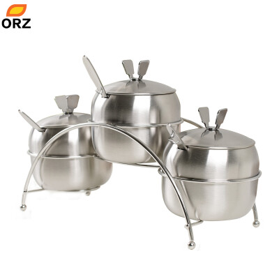 

ORZ 7Pcs/Set Spice Jars Stainless Steel Seasoning Container With Holder Spice Dispenser Serving Jars