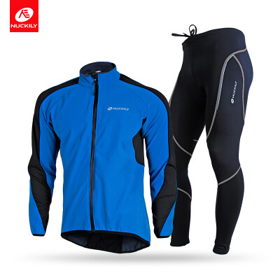 

NUCKILY Mens High Quality Cycling Suit Waterproof Windproof Composite Fleece Riding Jacket Set