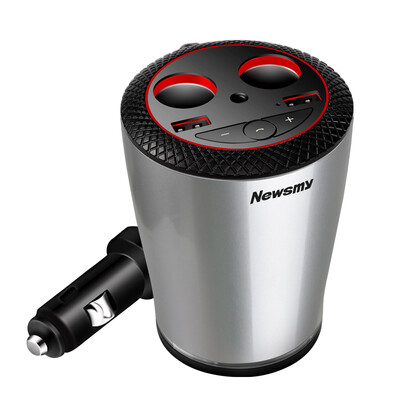 

Newman Newsmy C61 car charger car MP3 one for two car car filling cup u disk mp3 player mobile phone Bluetooth call silver