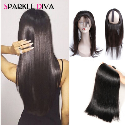 

8A Pre Plucked 360 Lace Frontal With Bundle Перуанские прямые волосы Перуанские девичьи волосяные связки с закрытием Человеческие волосы