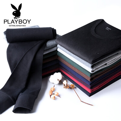 

Playboy Qiuyi Qiuku Mens Thin Cotton Thermal Underwear Set Round Collar Foundation Bottom Lingerie Cotton Sweater Navy XXL