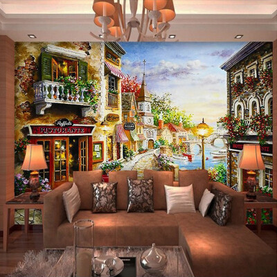 

Custom 3D Mural Wallpaper European Oil Painting Countryside Restaurant Living Room Sofa Background Wallcoverings Wall Paper