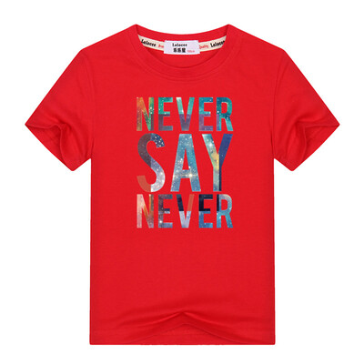 

3-13y Kids Summer Colorful Letter Никогда не говори никогда Футболка мальчиков Девочки 100% Хлопок O-Шея с коротким рукавом Футбол