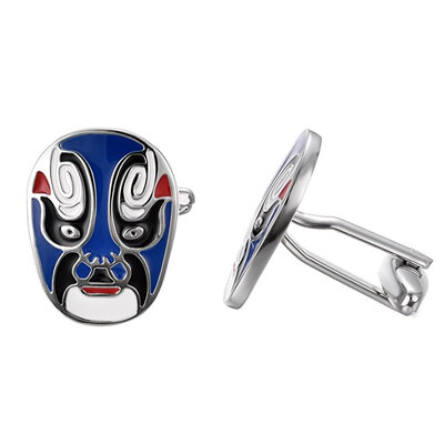 

Yoursfs Beijing Opera Cufflinks Blue Mask Drama Enamel Designer Cufflinks For Men Holloween
