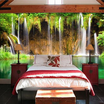 

Custom Mural Wallpaper Non-woven Wall Decorations Living Room Sofa Bedroom Backdrop Wallpaper Wall Paper 3D Landscape Waterfall