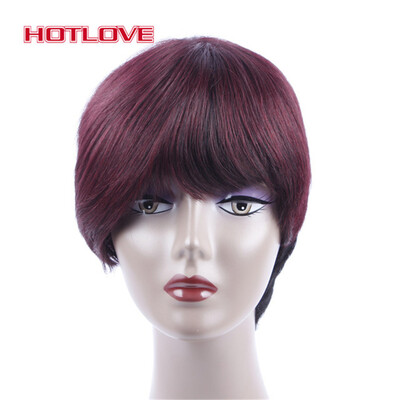 

HOTLOVE Hair None Lace Short Bob Human Hair Wigs For Black Women With Baby Hair Brazilian Natural Wave Non Remy Hair