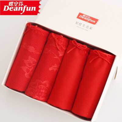 

Butterfly Deanfun Ladies Underwear Red Cotton Lace SpongeBob Red Festive Red Waist Women Boxer 4 Gift Box L Size