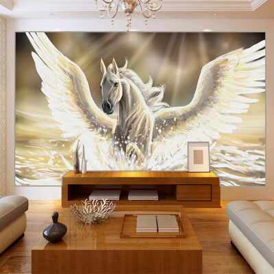 

Custom Photo Wallpaper 3D Murals European Style Fluorescent White Horse Oil Painting Wallpaper Living Room Decor Papel De Parede