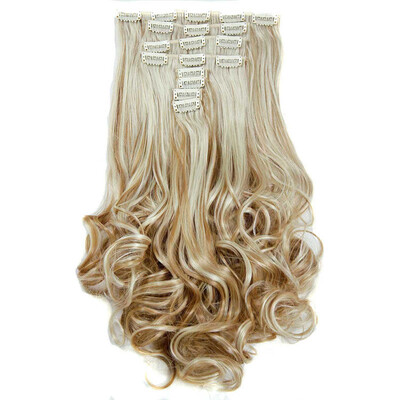 

AISIHAIR 16Colors Clip в наращивании волос8шт / комплект 22 дюйм 55 см Длинные волнообразные жаропрочные наконечники