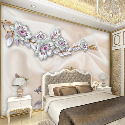 

Пользовательские обои Mural 3D Stereoscopic White Pearl Jewelry Flower Background Домашние декорации Стена Картина Гостиная Спальня