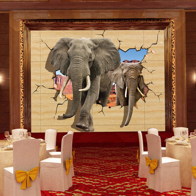 

Пользовательские обои для рабочего стола 3D для детей Lifelike Animals Wall Mural Слон Сломанная стена Детская мебель для спальни Обои для рабочего стола Wall Wall For Walls