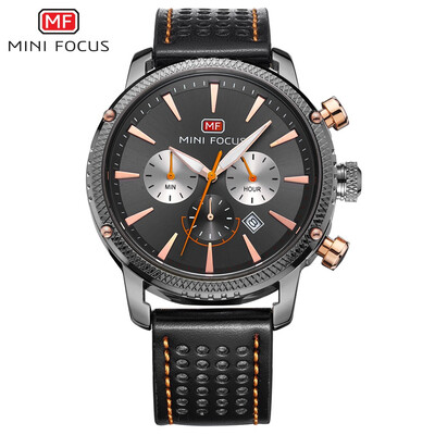 

MINI FOCUS Famous Top Brand Men Quartz Watch Leather Sport Men's Wrist Watch MF0010G