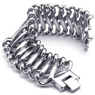 

Hpolw Large Heavy Wide Stainless Steel Biker Mens Bangle Bracelet Color Silver