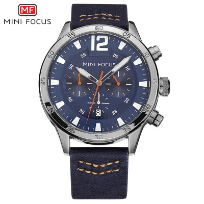 

MINI FOCUS Famous Top Brand Men Quartz Watch Stainless Genuine Leather Men's Wrist Watch MF0006G