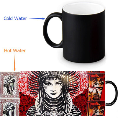 

Shepard Fairey Graffiti 350ml/12oz Heat Reveal Mug Color Change Coffee Cup Sensitive Morphing Mugs Magic Mug Milk Tea Cups