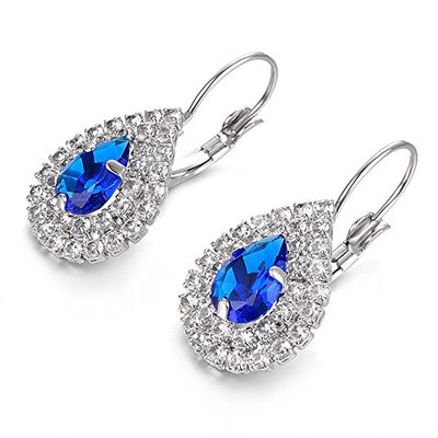 

Серьги с сапфировым серебром Yoursfs® «Океан сердца» CZ Micro Pave Earrings Jewelry