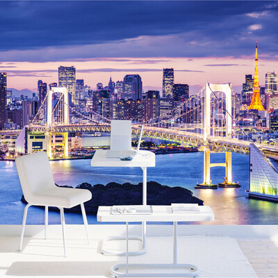 

Пользовательские Mural Wall Paper Bedroom Painting Токио-Сити Ночная съемка Гостиная Диван-телевизор Фон Домашний декор Обои Mural 3D