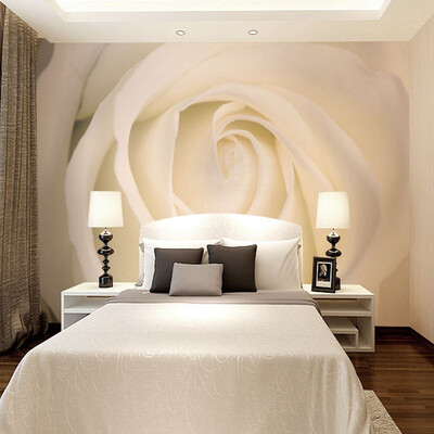 

Modern-style 3D Stereoscopic Simple White Rose Custom Photo Wallpaper Living Room Sofa Background Non-woven 3D Mural Wall Paper
