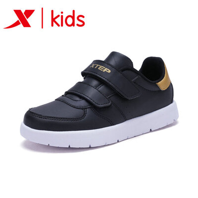 

Xtep XTEP childrens shoes childrens sports shoes boys casual shoes new childrens non-slip wear-resistant small white shoes skateboard shoes 682116319796 black gold 29 yards