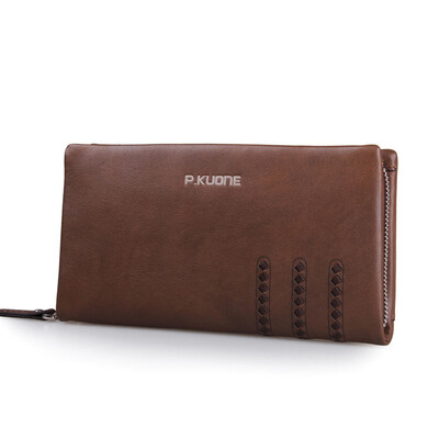 

P.kuone® новых людей из натуральной кожи бумажник модельер человек кошелек мягкой Кескин бумажник монетки для мужчин длинный кошелек высокого качества клатчи