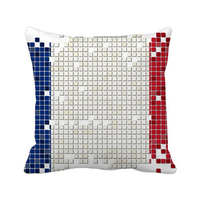 

France Simple Grid National Flag Square Throw Pillow Insert Cushion Cover Home Sofa Decor Gift
