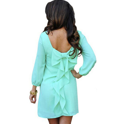 

Lovaru ™2015 summer style dress women dresses solid O-neck three quarter sleeve party club lady female vestidos