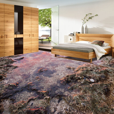 

Free Shipping Wetland 3D thickened waterproof Floor self-adhesive lobby studio bathroom mural living room wallpaper 250cmx200cm