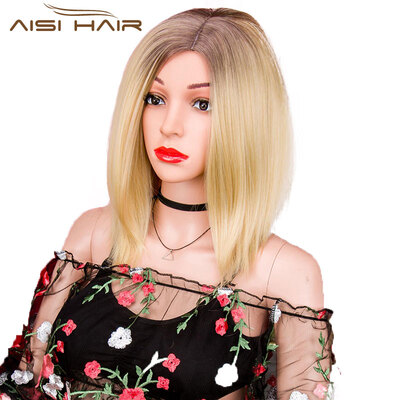 

AISHAIR Короткие парики для женщин 12 "Синтетические прямые глаза ломбер Светлые волосы