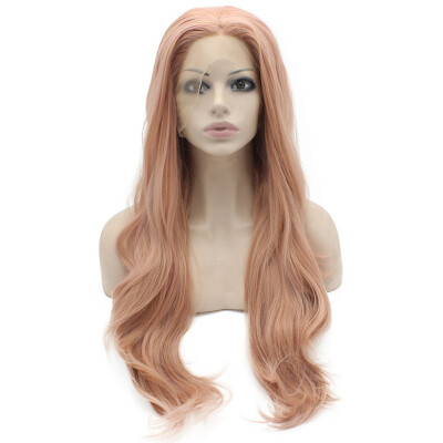 

Long Wavy Light Pink Heat Resistant Fiber Hair Lace Front Wig