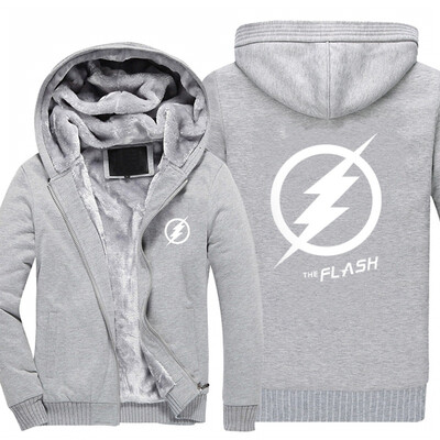 

2018 New USA SIZE Men Winter Autumn Hoodies Superman the flash pattern Fleece Coat Baseball Uniform Sportswear Jacket wool