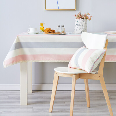 

Jinhua Chinese Jane Eyre striped table cloth dyed fabric table coffee table cloth cushion set can be customized pink lace 140 200cm