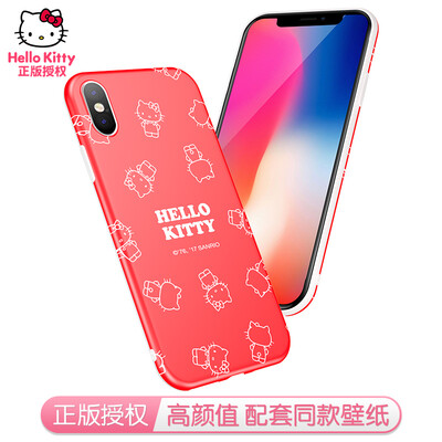 

Hello Kitty Apple, телефон оболочки Apple, iPhoneX 10 мультфильм все включено защитный рукав силикона мягкая оболочка падение сопротивления мило Hello Kitty * Красный Призрак оперы