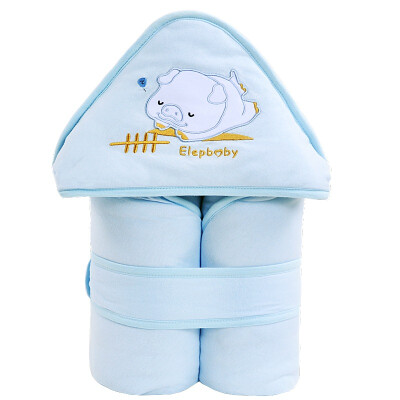 

like baby elepbaby baby holding newborn multi-functional cotton knitted package 90X90CM cute little pig blue