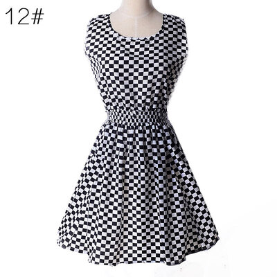 

women Dress Floral sleeveless chiffon tank dress L03