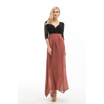

CANIS@Sexy V Neck Chiffon Lace Prom Dress Formal Evening Dress Сексуальная V шеи шифон Кружева платье Формальное вечернее платье