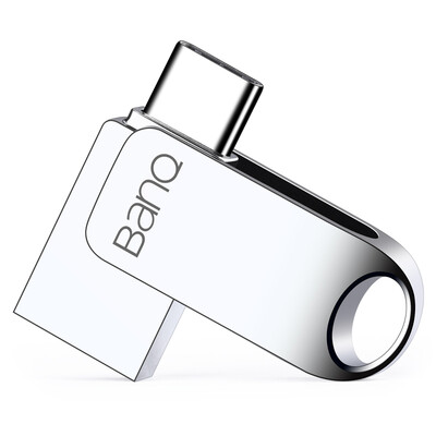 

banq C61 Type-C3.1 mobile phone U disk 16G USB3.0 + Type-C dual-interface high-speed all-metal USB mobile phone dual-use car U disk snow silver