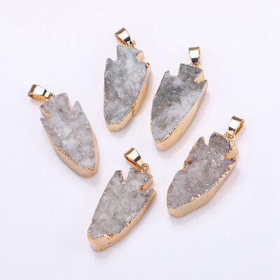 

Yumten Crystal Pendant Anchor Charms Natural Gold-plated The Geode Clusters Buds Necklace Fine Jewelry Gift Women Amethyst Stone