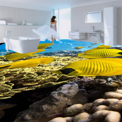 

Бесплатная доставка 3D Sea World Tropical Fish полы для рисования Туалеты Гостиная Ванная нескользящая Пол обои mural 250cmx200cm
