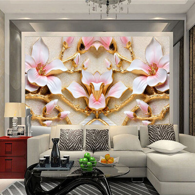 

Custom Wall Mural Wallpaper For Walls Roll 3D Relief Flower TV Background Wall Papers Home Decor Living Room Modern Art Painting