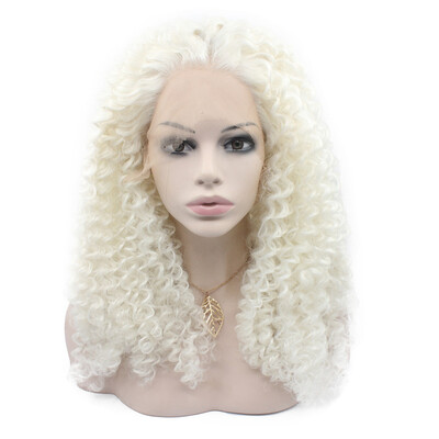 

Long White Curly Swiss Lace Front Wig Synthetic Heat Resistant