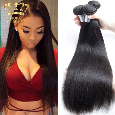 

Mokogoddess Hair 7A Brazilian Virgin Straight Hair 4 Bundles Straight Hair Bundle Deals Straight Human Hair Weaving Silky&Soft