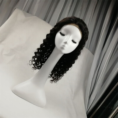 

kiss hair deep wave front lace wig virgin Indian human hair wig with bangs wigs for black women