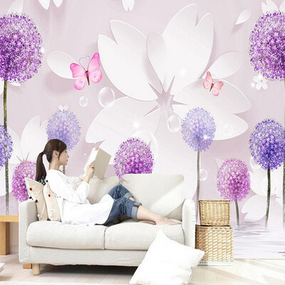 

Custom 3D Room Landscape Wallpaper Dandelion Flowers Butterfly Wall Mural Study Room Wall Paper Sofa Backdrop Home Improvement