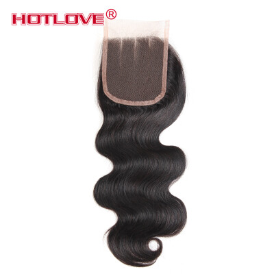 

Hotlove Hair Bdoy Wave Lace Closure Free Middle Three Part 4*4 Size Virgin Human Hair 8"-20" Natural color